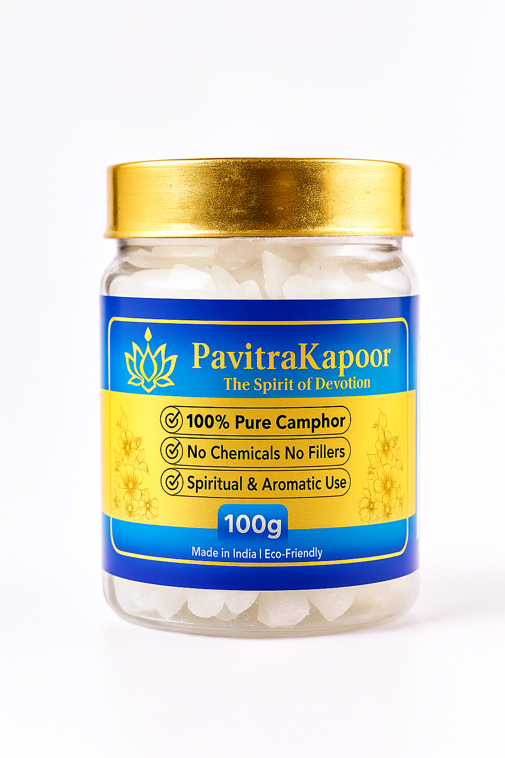 PAVITRA KAPOOR Tablet 100g Jar - Pack of 1 | 100% Pure | For Puja, Festivals & Other Religious Ritual | No Dangerous Chemicals |Long-Lasting Aroma for Meditation & Air Purification | No Residue Or Ash